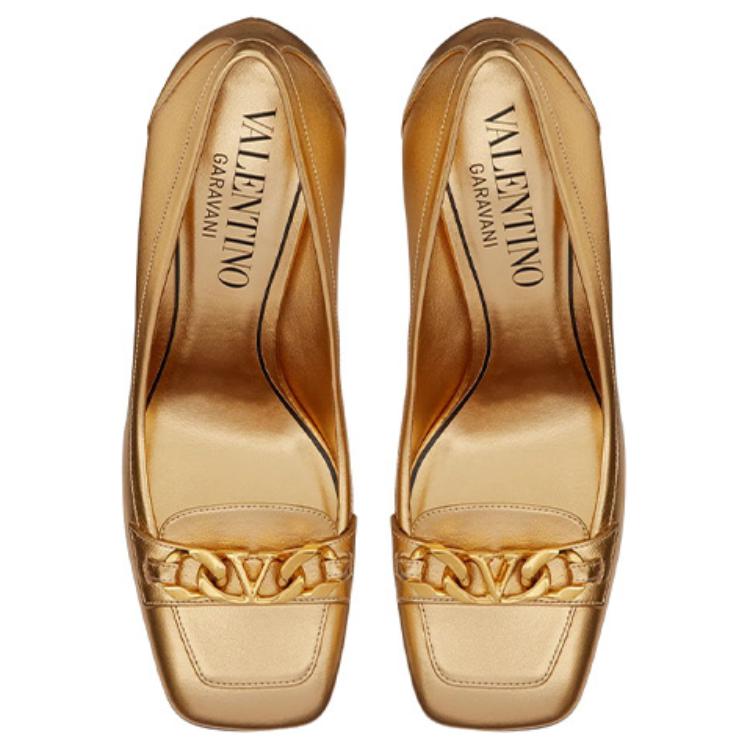 (W) Valentino VLOGO Lambskin Chain High Heels 'Metallic' 圖 4