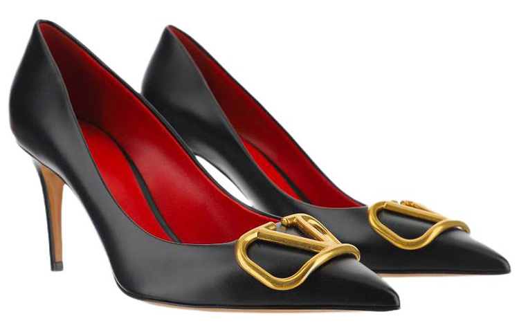 Lookbook Valentino 華倫天奴 Vlogo 皮革 尖頭套腳 高跟鞋 女款 黑色