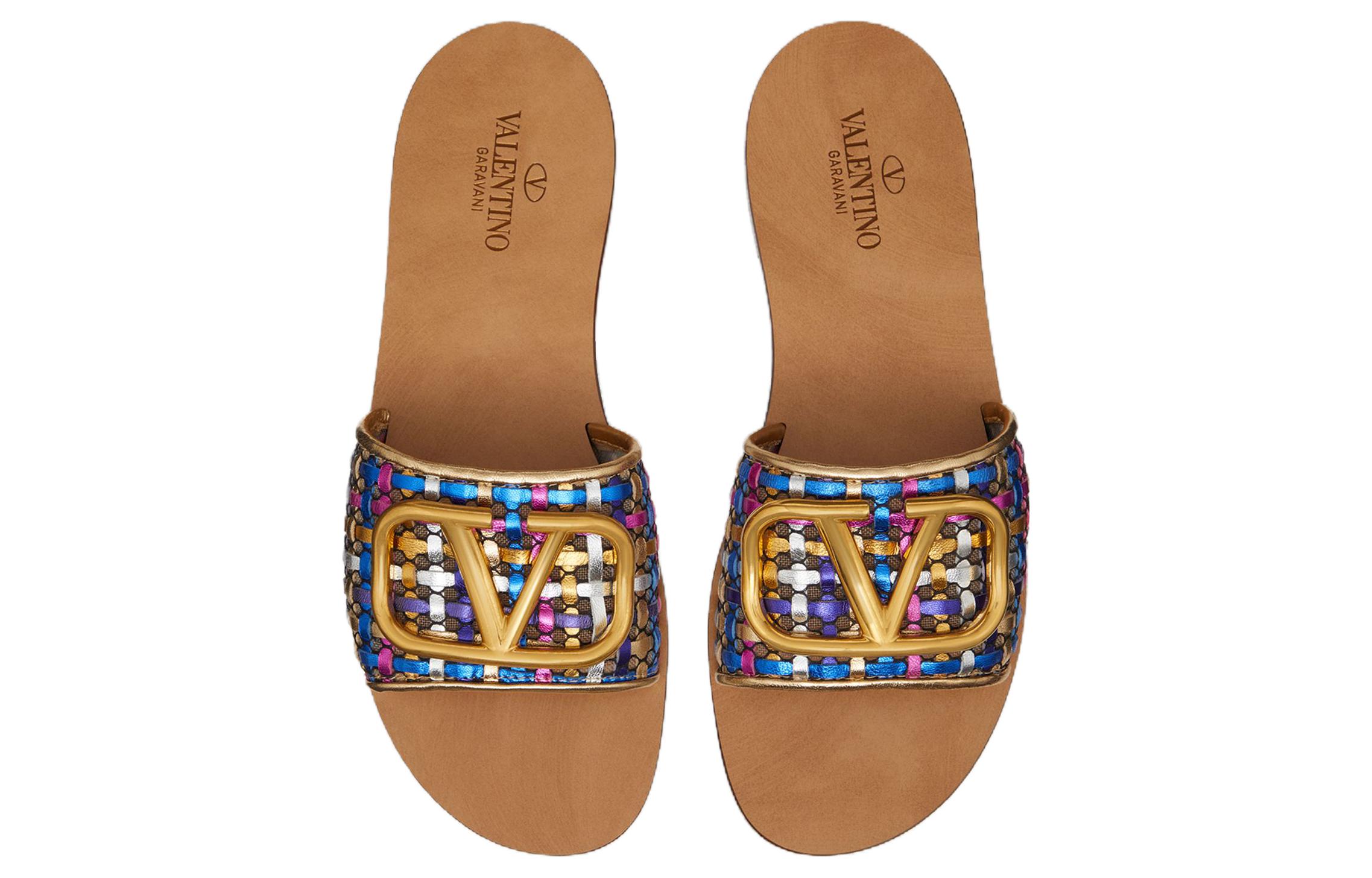 (W) Valentino Vlogo Leather Slide 'Metallic Gold' 圖 4