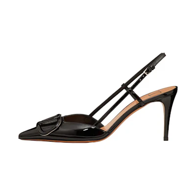 (W) Valentino Vlogo Patent Lace-Up High-Heeled Sandals 'Black'