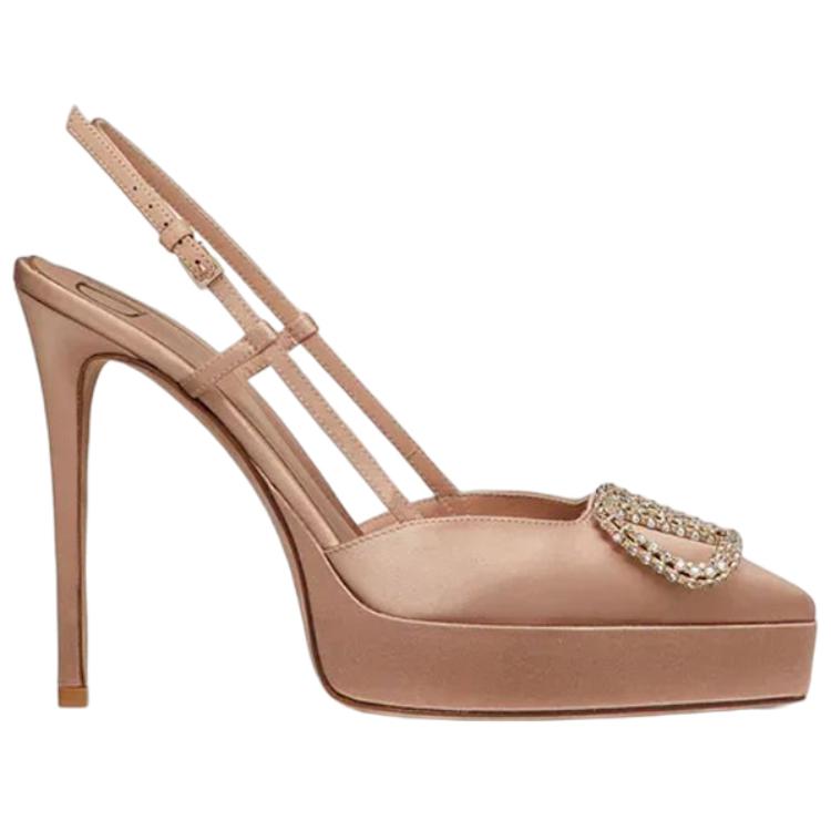 (W) Valentino Vlogo Satin High Heels 'Crystal Logo Nude' 圖 2
