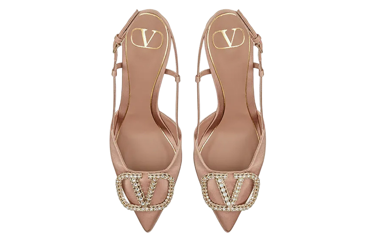 (W) Valentino Vlogo Satin High Heels 'Crystal Logo Nude' 圖 4