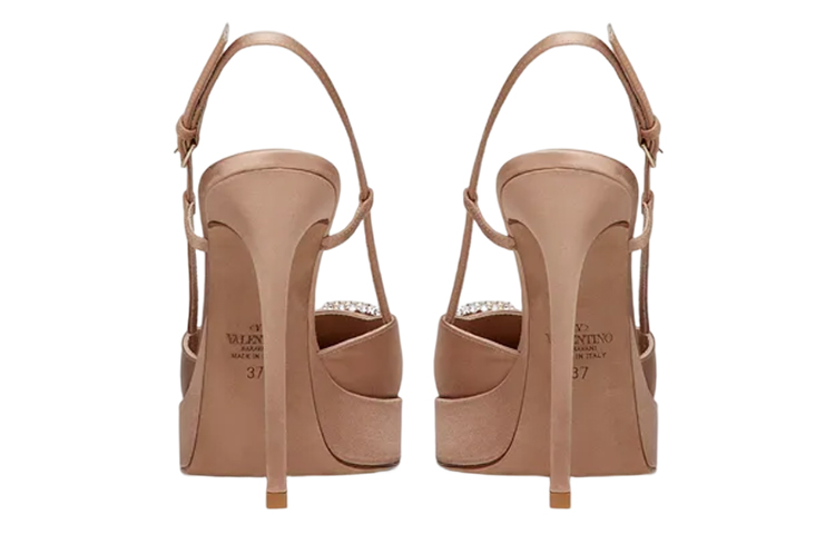 (W) Valentino Vlogo Satin High Heels 'Crystal Logo Nude' 圖 5