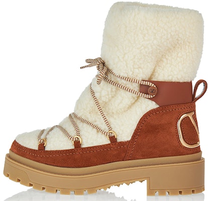 (Women) Valentino VLogo Shearling and Suede Snow Boots 'Tan White' WW2S0CU9CWHEB8 Buy (Women) Valentino VLogo Shearling and Suede Snow Boots 'Tan White' WW2S0CU9CWHEB8