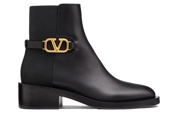 Order (W) Valentino VLogo标志黑色踝靴 WW2S0CT1PYH0NO