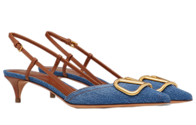Lookbook (W) Valentino VLOGO SIGNATURE Denim Ankle Strap Mid Heels 'Cowboy Blue' XW0S0Q70KUYPZK