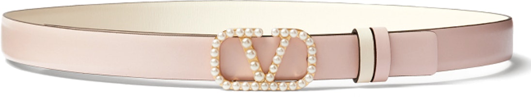 (Women) Valentino VLOGO Signature Patent Leather Pearl Buckle Pink Belt 2CM Wide WT0S12ZKHJ49 (Women) Valentino VLOGO Signature Patent Leather Pearl Buckle Pink Belt 2CM Wide WT0S12ZKHJ49