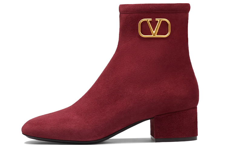 (W) Valentino Vlogo Signature Suede Ankle Boots 'Red'