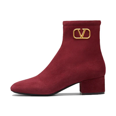 (W) Valentino Vlogo Signature Suede Ankle Boots 'Red'
