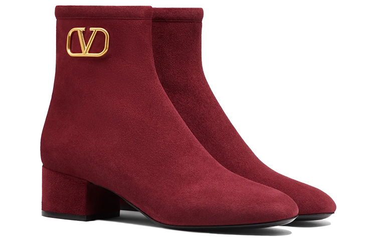 (W) Valentino Vlogo Signature Suede Ankle Boots 'Red' 圖 2