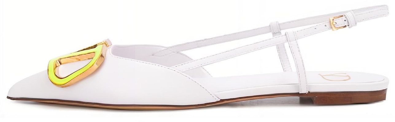(Women) Valentino VLOGO Slingback Flats 'White' TW0S0R02LEA25V Buy (Women) Valentino VLOGO Slingback Flats 'White' TW0S0R02LEA25V
