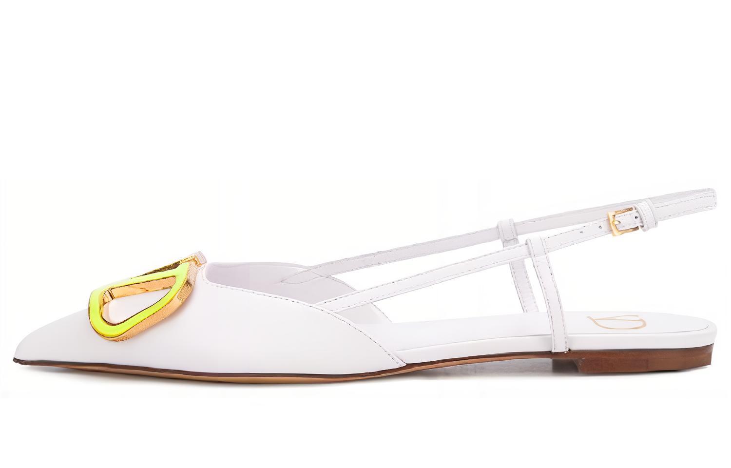 (Women) Valentino VLOGO Slingback Flats 'White' TW0S0R02LEA25V