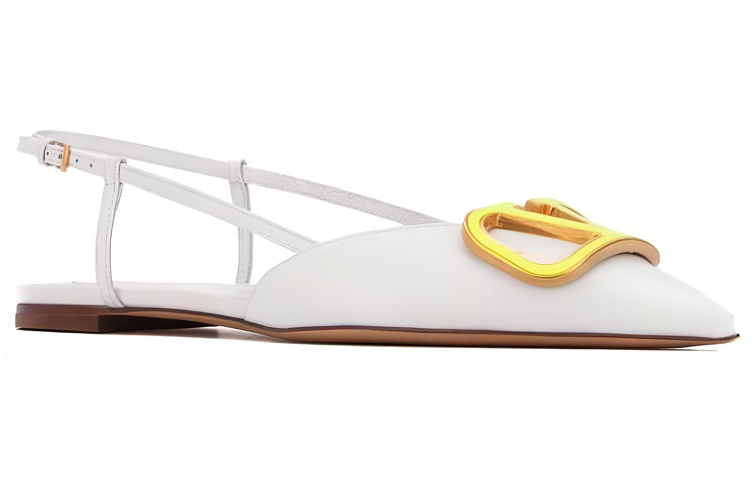 Order (Women) Valentino VLOGO Slingback Flats 'White' TW0S0R02LEA25V