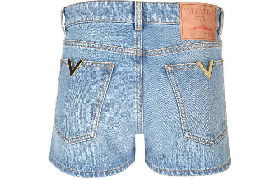 Lookbook (Women) Valentino Washed Zipper Casual Denim Shorts Women’s Blue 4B3DD16M8CR508