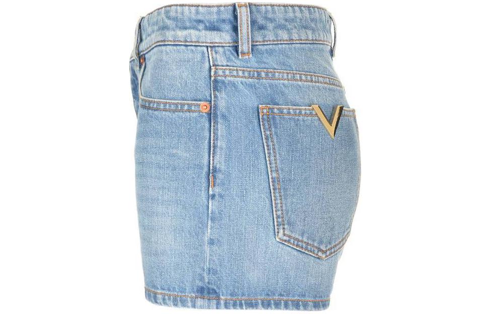 Shop (Women) Valentino Washed Zipper Casual Denim Shorts Women’s Blue 4B3DD16M8CR508
