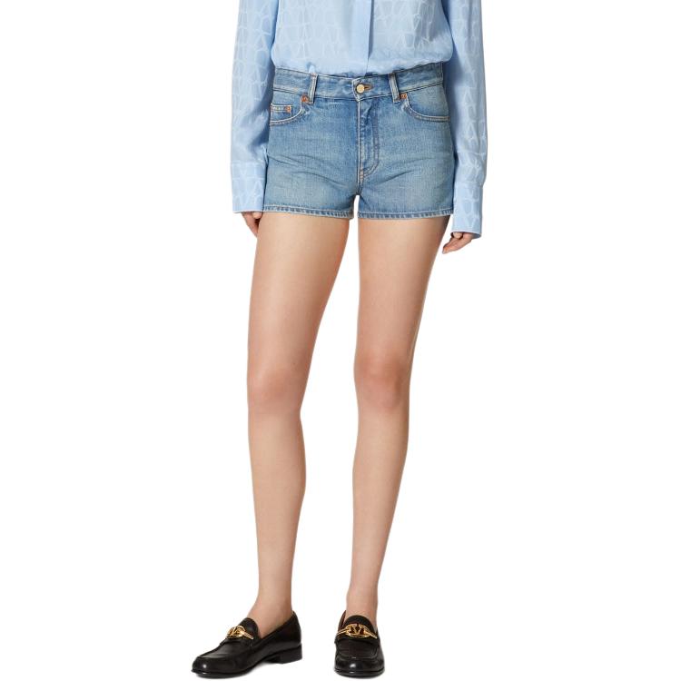 Details for (Women) Valentino Washed Zipper Casual Denim Shorts Women’s Blue 4B3DD16M8CR508