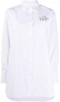 (Women) Valentino White Logo Casual Cotton Long Sleeve Shirt TB3AB16T1M1A01 (Women) Valentino White Logo Casual Cotton Long Sleeve Shirt TB3AB16T1M1A01