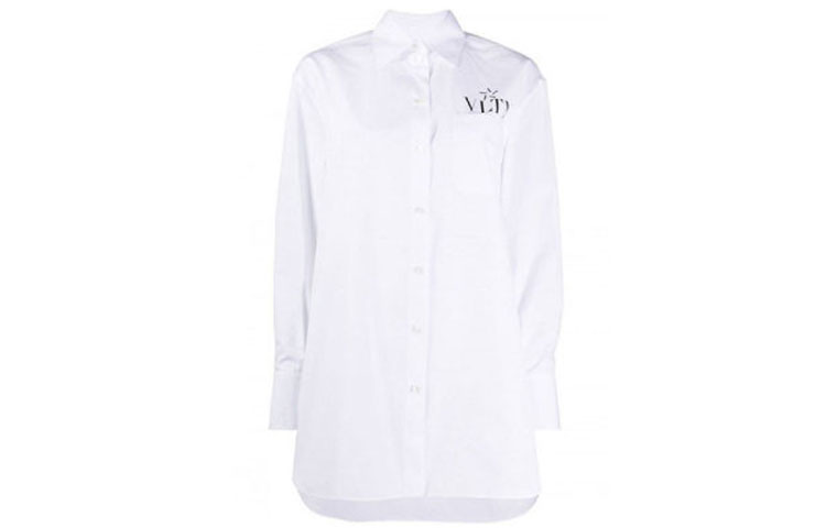 Order (W) Valentino 白色標誌休閒棉質長袖襯衫 TB3AB16T1M1A01