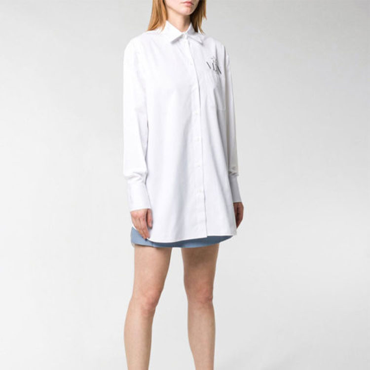 Lookbook (W) Valentino 白色標誌休閒棉質長袖襯衫 TB3AB16T1M1A01