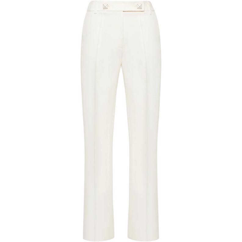 (Women) Valentino White Slim Straight-Leg Mid-Rise Suit Pants FW21 BRB3651CFA03