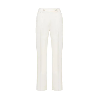 (Women) Valentino White Slim Straight-Leg Mid-Rise Suit Pants FW21 BRB3651CFA03