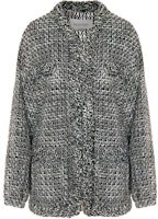 (Women) Valentino Wool-Blend V-Neck Jacket Women Black White WB3CE2D06G70NA (Women) Valentino Wool-Blend V-Neck Jacket Women Black White WB3CE2D06G70NA