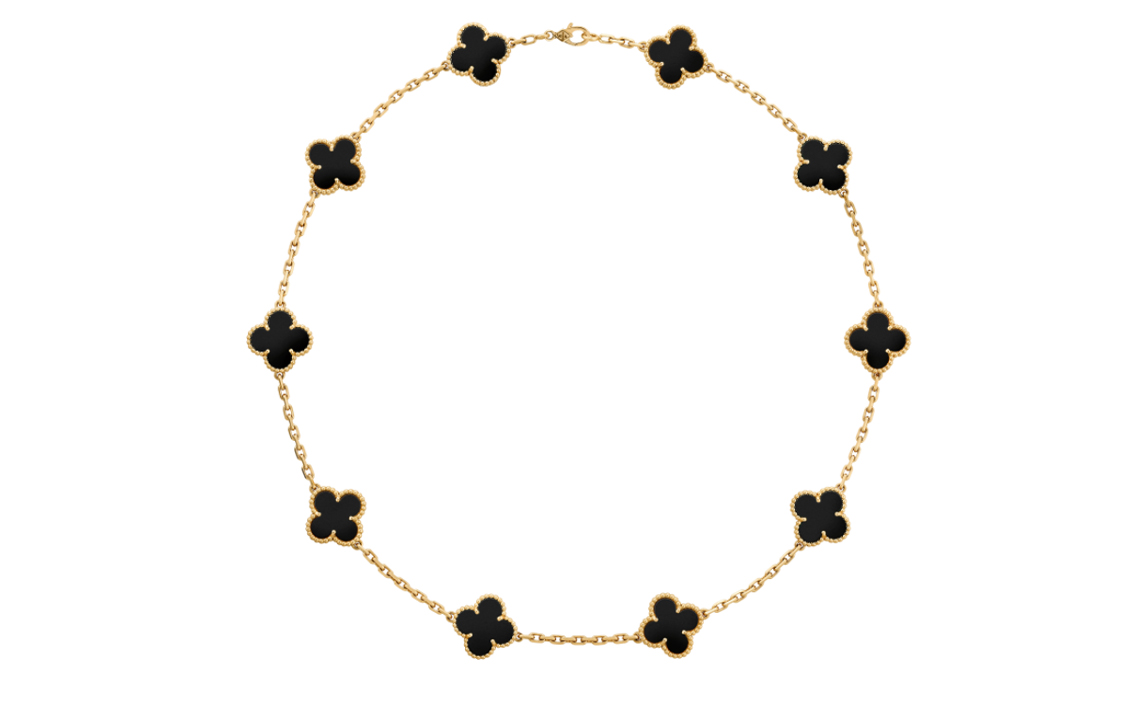 (Women) Van Cleef & Arpels 10 Motif Onyx 18K Gold Necklace for Women. VCARA42700