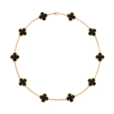 (Women) Van Cleef & Arpels 10 Motif Onyx 18K Gold Necklace for Women. VCARA42700