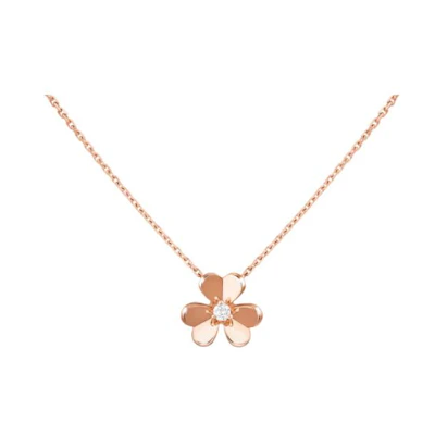 (Women) Van Cleef & Arpels 18K Rose Gold Diamond Necklace for Women - Gold. VCARPFBM00
