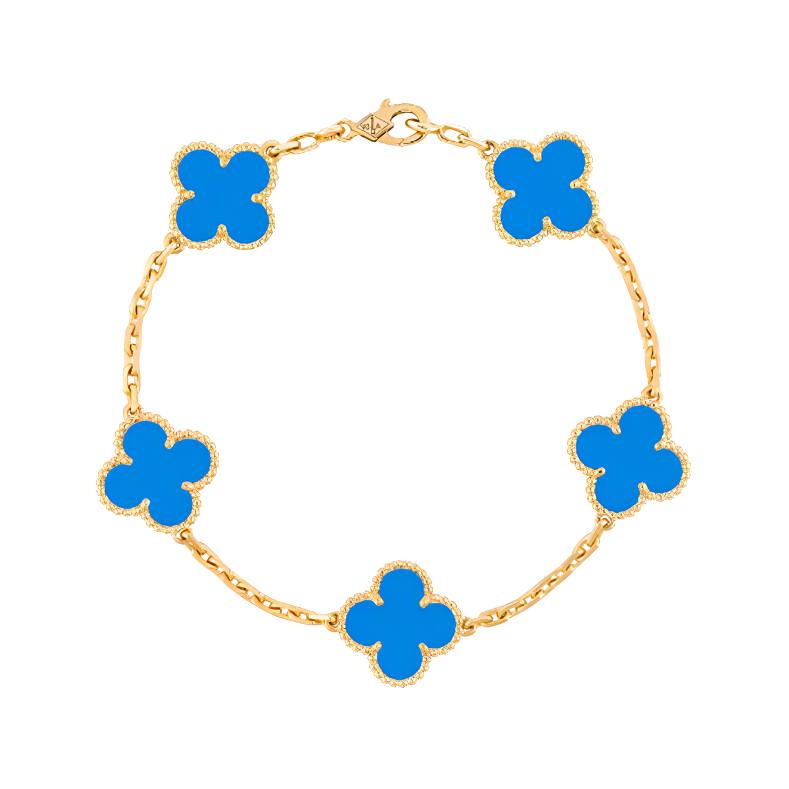 (Women) Van Cleef & Arpels 5 Motif Clover Gold Bracelet for Women. VCARP34900