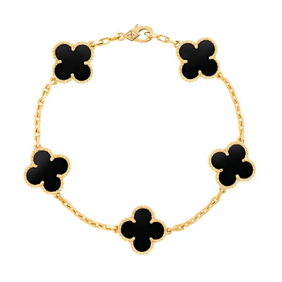 (Women) Van Cleef & Arpels 5 Motifs Black Onyx 18K Gold Bracelet - Black VCARA41300