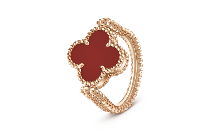 (Women) Van Cleef & Arpels Alhambra 18K Rose Gold Reversible Ring for Women - Rose Gold. VCARP7U500