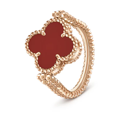(Women) Van Cleef & Arpels Alhambra 18K Rose Gold Reversible Ring for Women - Rose Gold. VCARP7U500