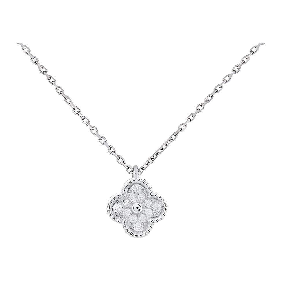 (Women) Van Cleef & Arpels Alhambra 18K White Gold Necklace for Women - Platinum Color. VCARO85900