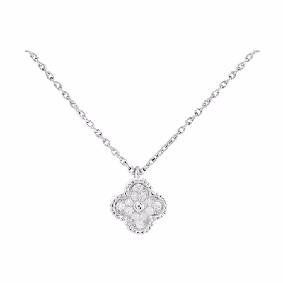 (Women) Van Cleef & Arpels Alhambra 18K White Gold Necklace for Women - Platinum Color. VCARO85900