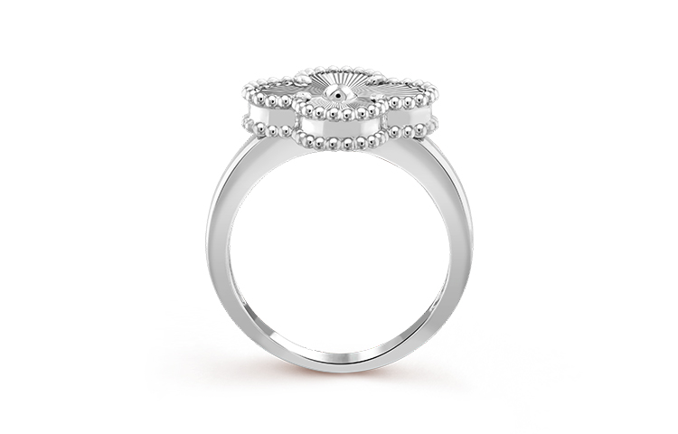 (Women) Van Cleef & Arpels Alhambra 18K White Gold Four-Leaf Clover Ring for Women. VCARP9XI00