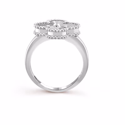 (Women) Van Cleef & Arpels Alhambra 18K White Gold Four-Leaf Clover Ring for Women. VCARP9XI00