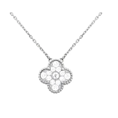 (Women) Van Cleef & Arpels Alhambra 18K White Gold Clover Necklace for Women. VCARA46100