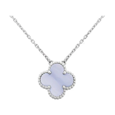 (Women) Van Cleef & Arpels Alhambra 18K White Gold Purple Clover Necklace for Women. VCARD34900