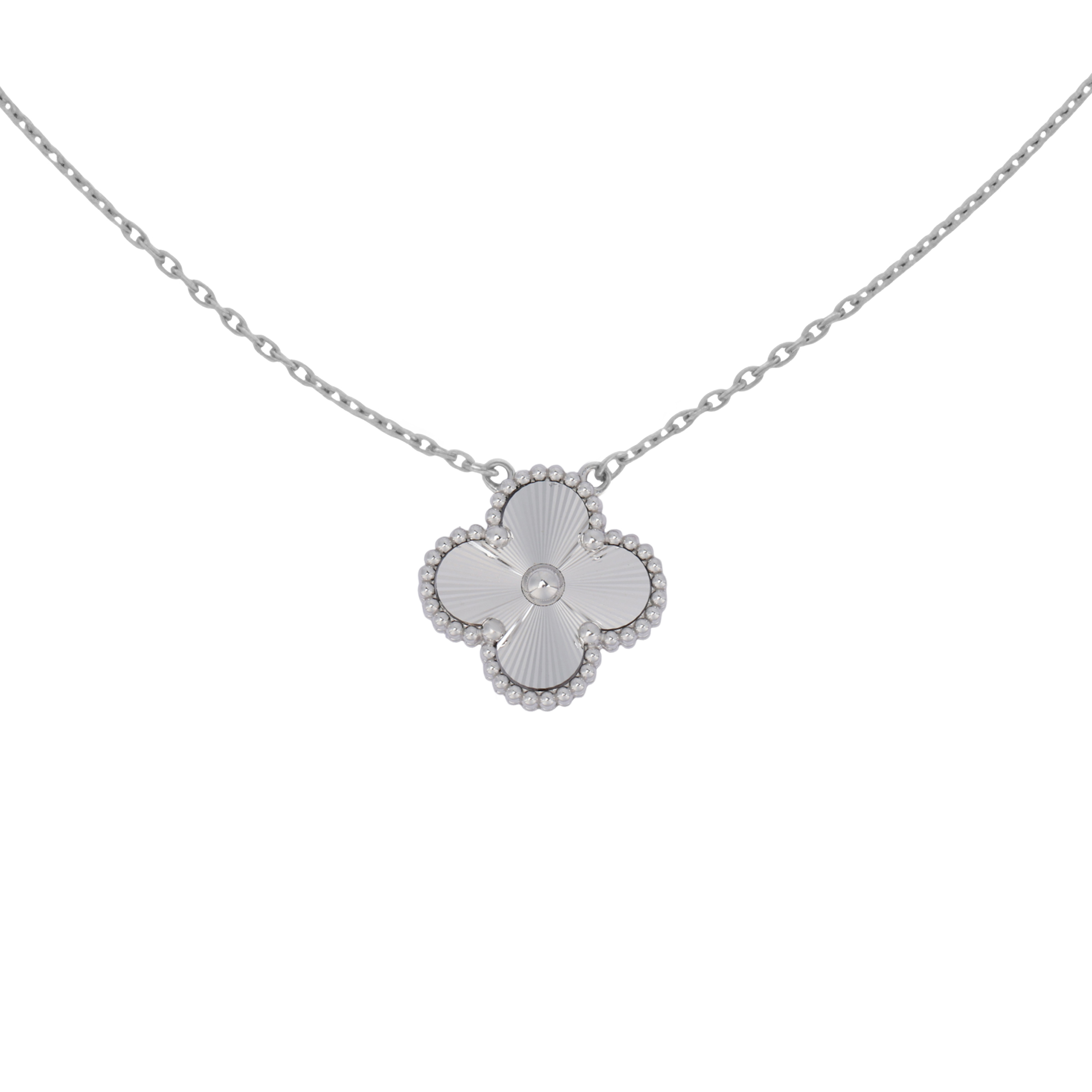(Women) Van Cleef & Arpels Alhambra 18K White Gold Four-Leaf Clover Pendant Necklace. VCARP9XG00