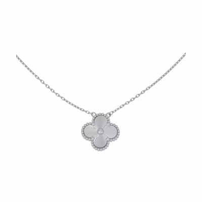 (Women) Van Cleef & Arpels Alhambra 18K White Gold Four-Leaf Clover Pendant Necklace. VCARP9XG00