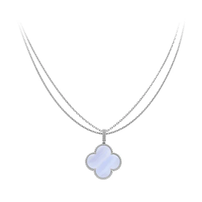 (Women) Van Cleef & Arpels Alhambra 1 Motif White Gold Malachite Necklace for Women. VCARP6L900