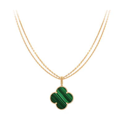 (Women) Van Cleef & Arpels Alhambra 4-Leaf Clover Malachite 18k Gold Necklace for Women. VCARO3MG00