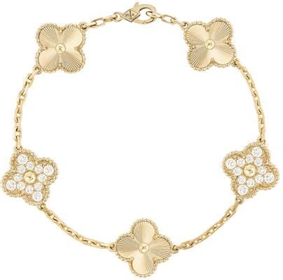 (W) Gelang Wanita Van Cleef & Arpels Alhambra 5 Motif Lucky Clover Emas 18K. VCARP4KN00 Buy (W) Gelang Wanita Van Cleef & Arpels Alhambra 5 Motif Lucky Clover Emas 18K. VCARP4KN00