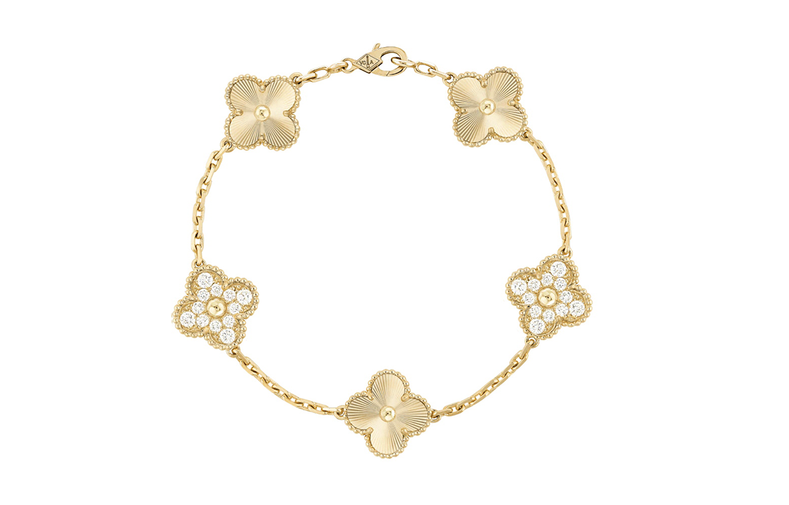 Order (W) Gelang Wanita Van Cleef & Arpels Alhambra 5 Motif Lucky Clover Emas 18K. VCARP4KN00