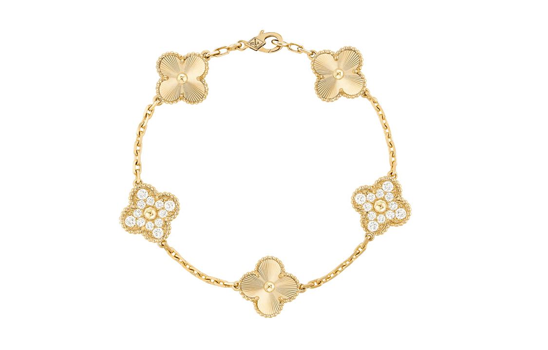 Details for (W) Gelang Wanita Van Cleef & Arpels Alhambra 5 Motif Lucky Clover Emas 18K. VCARP4KN00