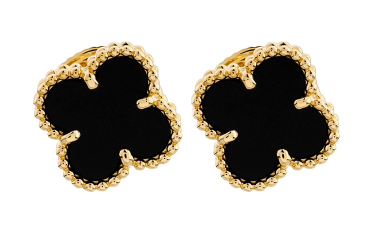Shop (W) Anting Stud Wanita Van Cleef & Arpels Alhambra Black Gold 18k Clover. VCARA44900