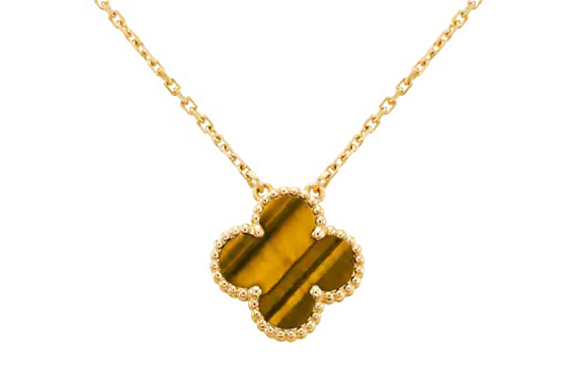 Shop (W) Kalung Van Cleef & Arpels Alhambra Clover Tiger Eye Emas - Perhiasan. VCARD38600