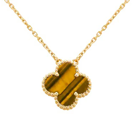 (W) Kalung Van Cleef & Arpels Alhambra Clover Tiger Eye Emas - Perhiasan. VCARD38600 Details for (W) Kalung Van Cleef & Arpels Alhambra Clover Tiger Eye Emas - Perhiasan. VCARD38600