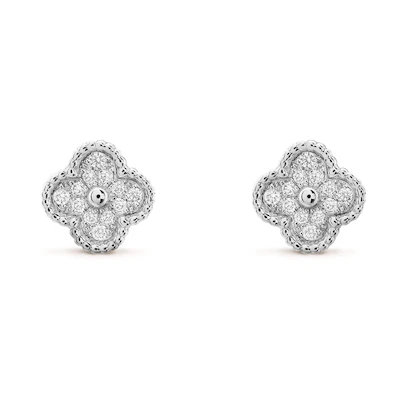 (Women) Van Cleef & Arpels Alhambra Gold Clover Earrings for Women - Elegant & Stylish. VCARO85500